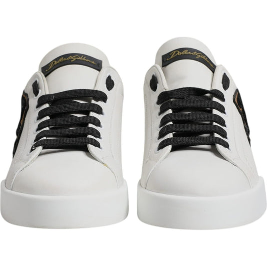 Dolce & Gabbana White Leather DG Logo Low Top Sneakers Shoes