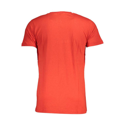 Back view of Norway 1963 red cotton men's T-shirt, showcasing premium fabric and classic design. Ideal for stylish, comfortable wear.